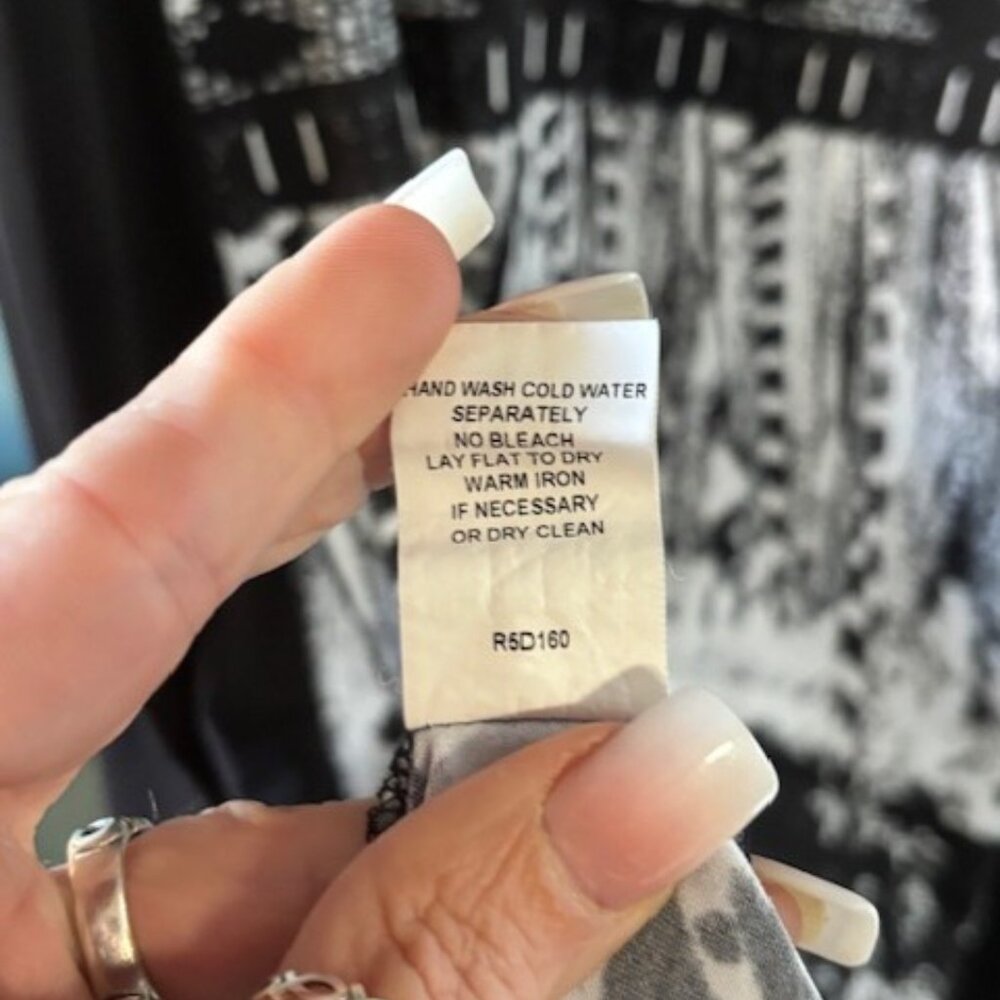 Share Rabbit Rabbit Rabbit 2X Black White Abstract Print Maxi Shift Dress Boho R - Picture 9 of 9